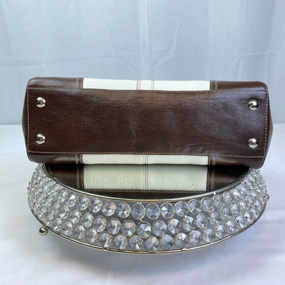 Coach Leather Turnlock Satchel Brown Cream - F13961 🤍 Janice - Picture 7 of 17